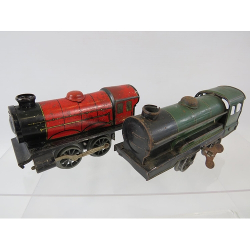 153 - Selection of vintage Hornby 'O' gauge Railway models to include track, Two Clockwork Engines and car... 