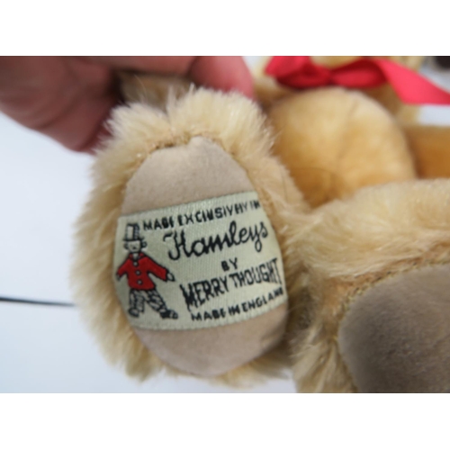 162 - Selection of Soft Toys to include a Merrythought Bear made for Hamleys.  See photos.