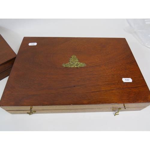 171 - Two Hardwood lined boxes containing  cap badges from British Army Regiments. Each box measures 14 x ... 