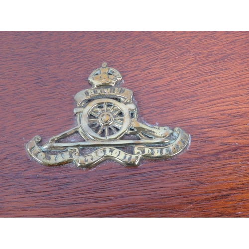 171 - Two Hardwood lined boxes containing  cap badges from British Army Regiments. Each box measures 14 x ... 