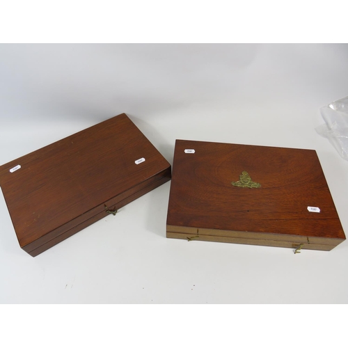 171 - Two Hardwood lined boxes containing  cap badges from British Army Regiments. Each box measures 14 x ... 