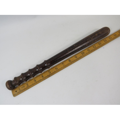 174 - Vintage Hardwood Police or Military Truncheon.  Measures 15.5 inches long. See photos.