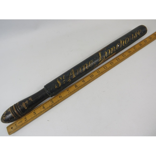 175 - Vintage Police Truncheon marked with George Ivth Crown and other markings. Measures 20 inches long. ... 