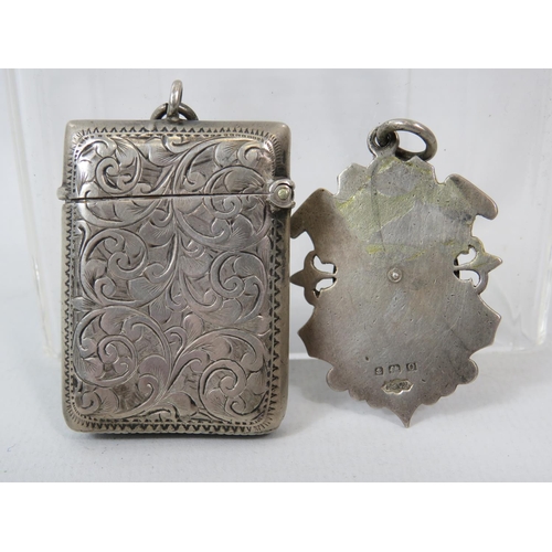 192 - Hallmarked Silver Vesta with chased decoration in good order together with a Hallmarked Solid Silver... 