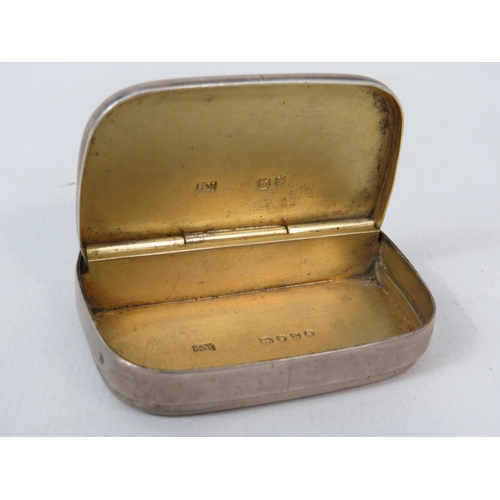 193 - Victorian Silver Snuff box/Vesta, Lemon Gilt interior. Clear Hallmarks for London 1885, maker Sampso... 