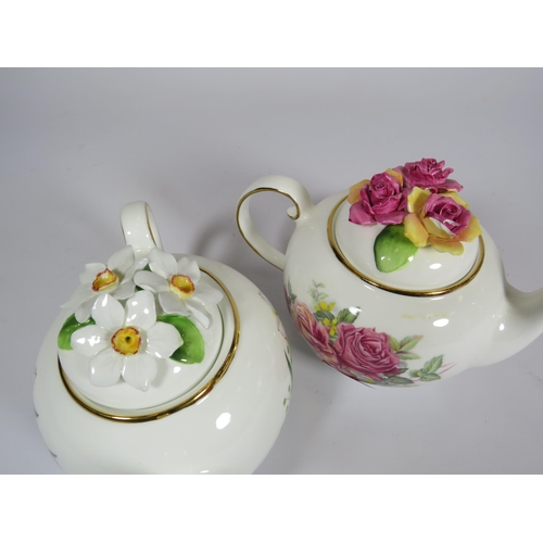 282 - Royal Stratford Compton Woodhouse the country cottage collection teapots. Spring Narciccus & Old Gar... 