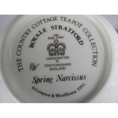 282 - Royal Stratford Compton Woodhouse the country cottage collection teapots. Spring Narciccus & Old Gar... 