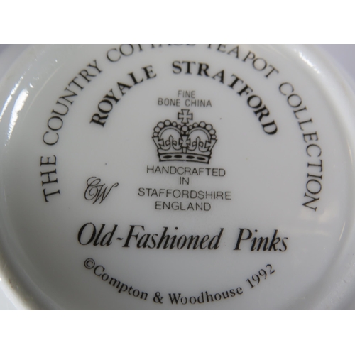 283 - Royal Stratford Compton Woodhouse the country cottage collection teapots. Old Fashioned pinks and Wo... 