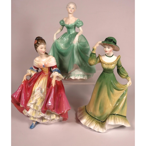 288 - 3 Figurines Royal Doulton Southern Belle, Coalport Ladies of Fashion Henrietta and a Royal Grafton J... 