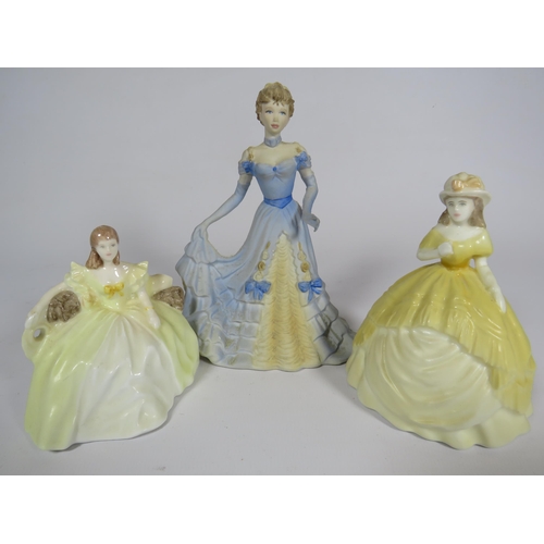 295 - 2 Coalport minuettes Sophie and leanne and Coalport figurine Beau monde victoria.