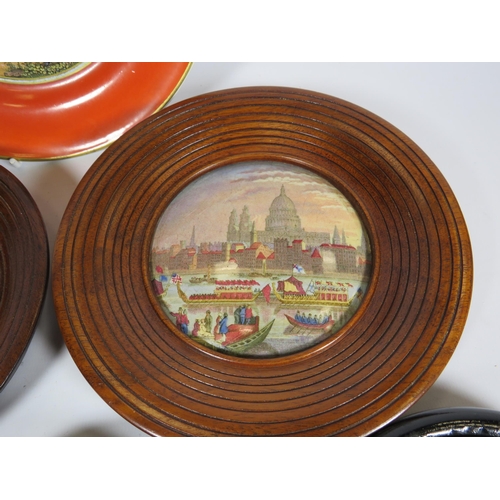 297 - 5 Framed Prattware Lids and a plate.