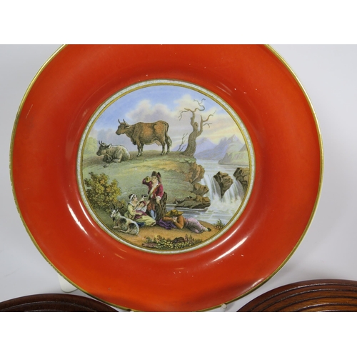 297 - 5 Framed Prattware Lids and a plate.