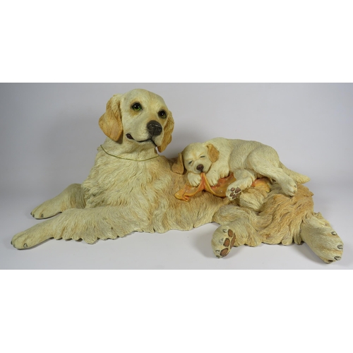 302 - Large Country Artists Golden Retriever Precious and pup sculpture 03522. 10