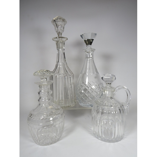 315 - 4 Good quality heavy crystal glass decanters.