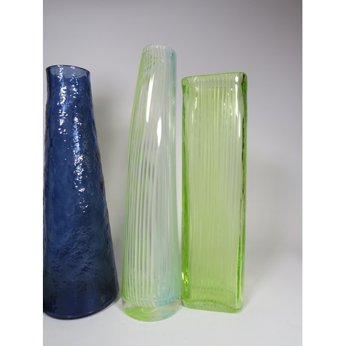 318 - 4 Interesting art glass vases the tallest measures 16