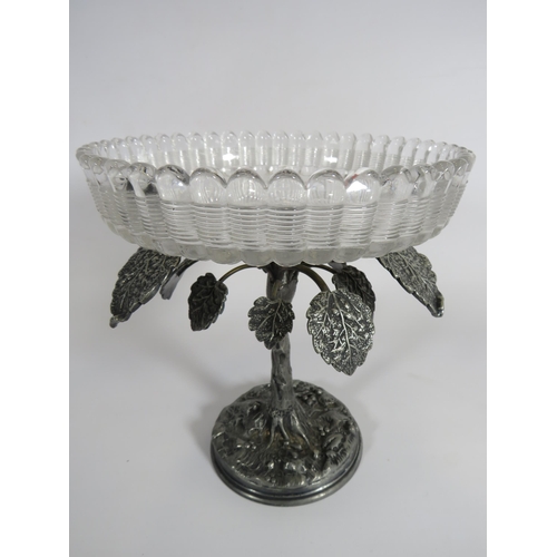 329 - Decorative Pewter and glass centrepiece in the form of Tree and branches. 8 1/4