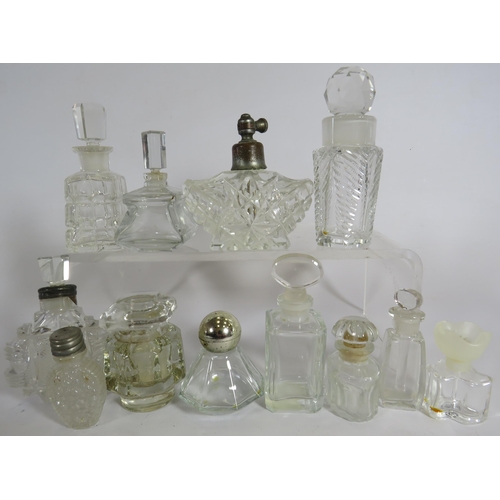 350 - 12 small vintage glass scent/perfume bottles.