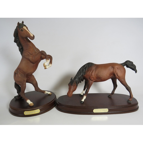 351 - 2 Royal Doulton horse figurines on wooden bases. Spirit of the Wild and Spirit of Nature.