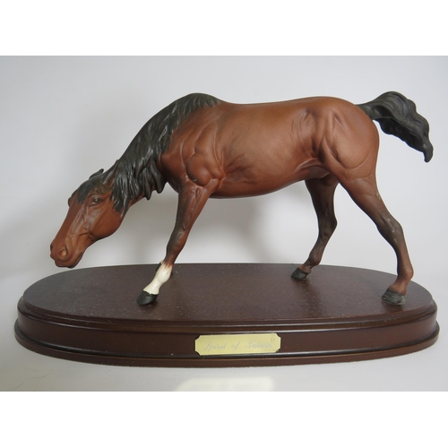 351 - 2 Royal Doulton horse figurines on wooden bases. Spirit of the Wild and Spirit of Nature.