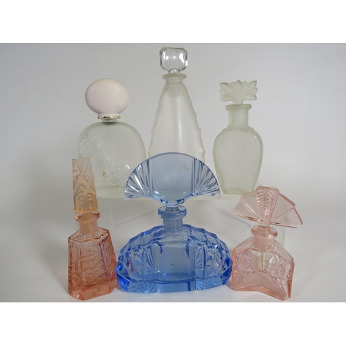 352 - 6 vintage and art deco glass scent/perfume bottles.