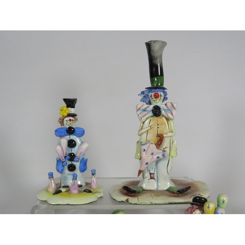 657 - 7 Italian pottery Zampiva clown figurines. The tallest measures 18.5cm