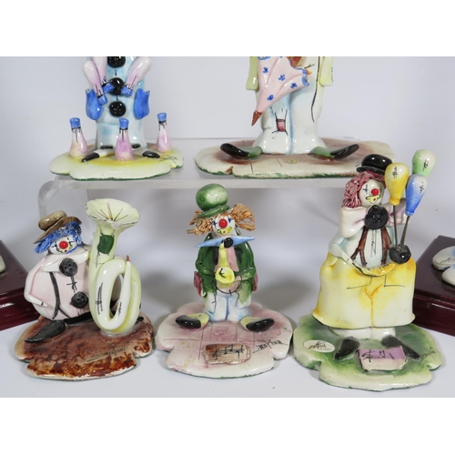 657 - 7 Italian pottery Zampiva clown figurines. The tallest measures 18.5cm