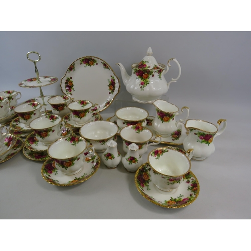 226A - Royal albert old country roses tea set and cake plates, 35 pieces in total.