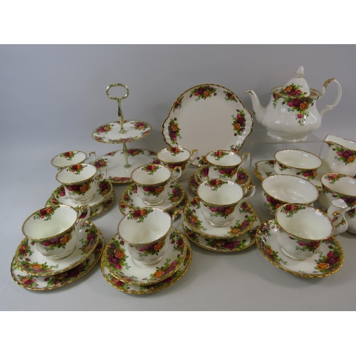 226A - Royal albert old country roses tea set and cake plates, 35 pieces in total.