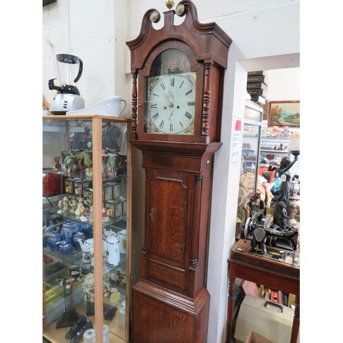 219A - Beautiful Early to Mid Victorian Long case clock with painted dial. Housed in a lovely Oak case of g... 