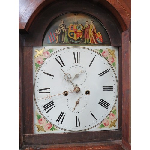 219A - Beautiful Early to Mid Victorian Long case clock with painted dial. Housed in a lovely Oak case of g... 