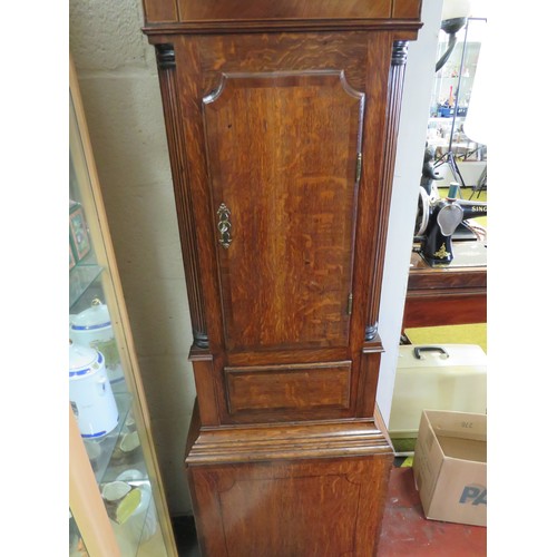 219A - Beautiful Early to Mid Victorian Long case clock with painted dial. Housed in a lovely Oak case of g... 