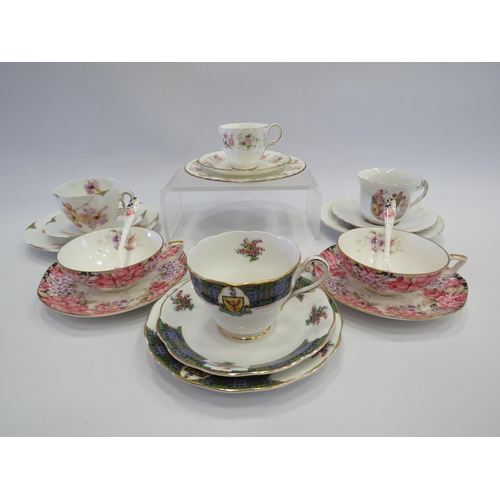 1411 - China cups, saucers and trios including one by Minton.