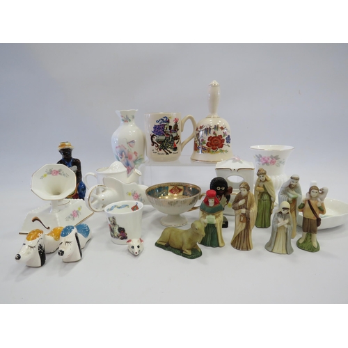 1413 - Selection of mixed ceramics including Aynsley and Nativity figurines.