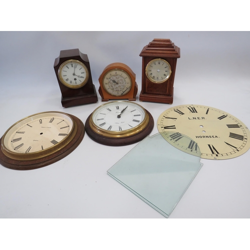 1426 - 3 Mantle clocks & 2 wall clocks all for spares or repair.