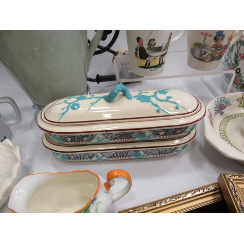 1534 - 2 trays of various ceramics including Maling, Spode, Wedgwood etc.