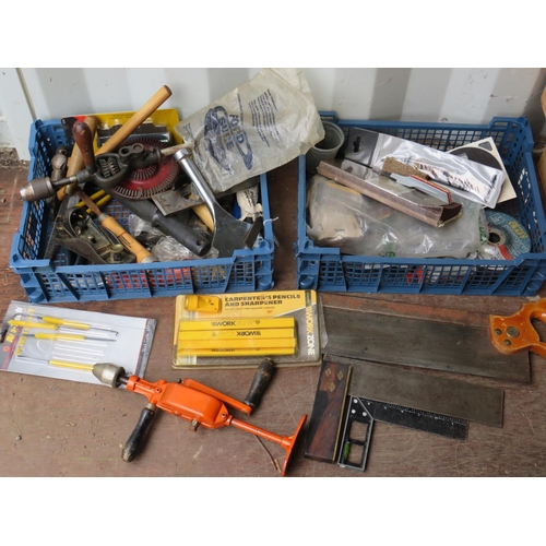 1645 - Two trays of assorted tools and abrasive pads. See photos.