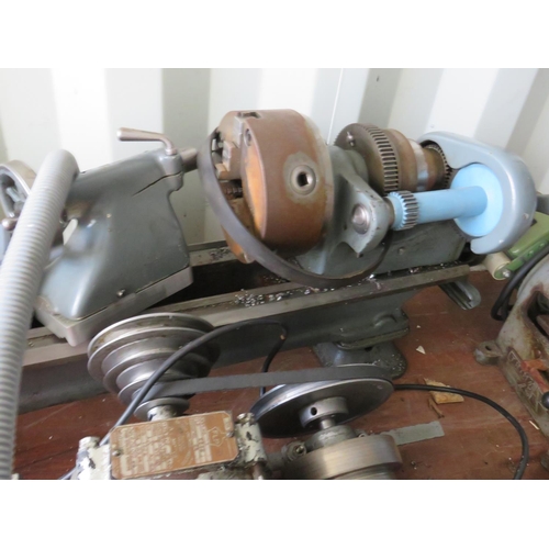 1654 - Large metal Bench Lathe together with electric motors, lathe related items. PLEASE NOTE, THESE ITEMS... 