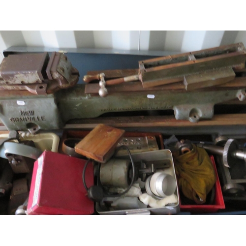 1655 - Large Bench Lathe 'New Granville' plus lots of Lathe related items.  PLEASE NOTE, THESE ITEMS ARE VE... 