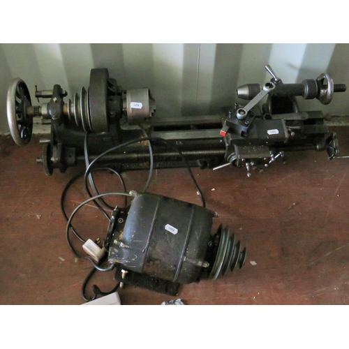 1656 - Smaller hobby lathe with electric motor. PLEASE NOTE, THESE ITEMS ARE VERY HEAVY, THEY WILL NEED TO ... 