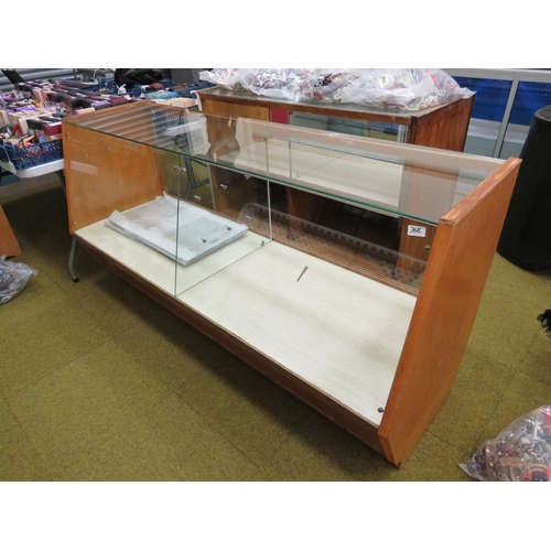 1657 - Mid 20th Century Haberdashery Counter, Glass Shelves, Divider, rear sliding glass doors. Measures H:... 