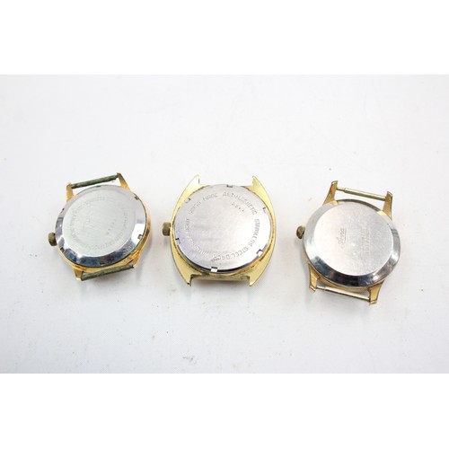 129 - 3 x Vintage Gents WRISTWATCH HEADS Handwind / Automatic Inc. PAUL JOBIN Etc.     974637