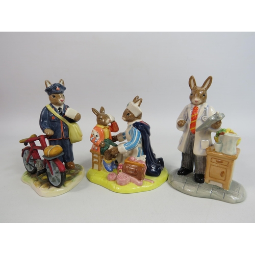 10 - 3 Royal Doulton Bunnykins Professionals collection figurines Nurse, Doctor and Postman. All with box... 
