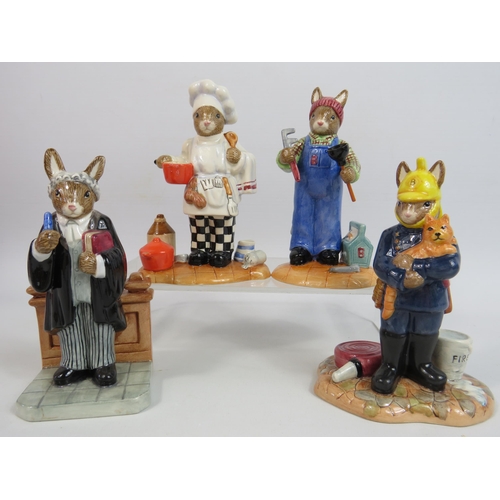 11 - 4 Royal Doulton Bunnykins Proffessional collection figurines Fireman, Barrister, Chef and Plumber al... 