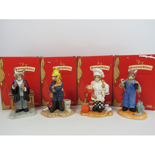 11 - 4 Royal Doulton Bunnykins Proffessional collection figurines Fireman, Barrister, Chef and Plumber al... 
