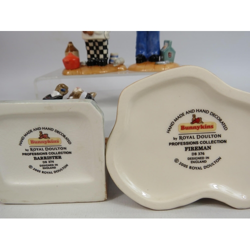 11 - 4 Royal Doulton Bunnykins Proffessional collection figurines Fireman, Barrister, Chef and Plumber al... 