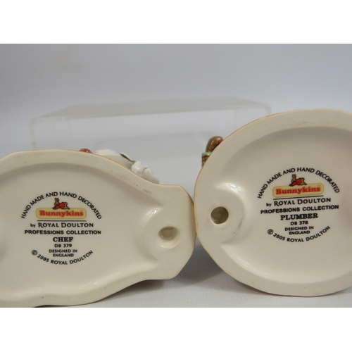 11 - 4 Royal Doulton Bunnykins Proffessional collection figurines Fireman, Barrister, Chef and Plumber al... 