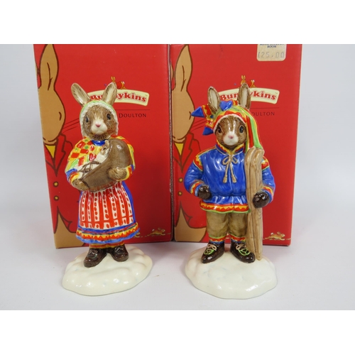 13 - Royal Doulton Bunnykins Summer and Winter lapland figurines both with boxes.