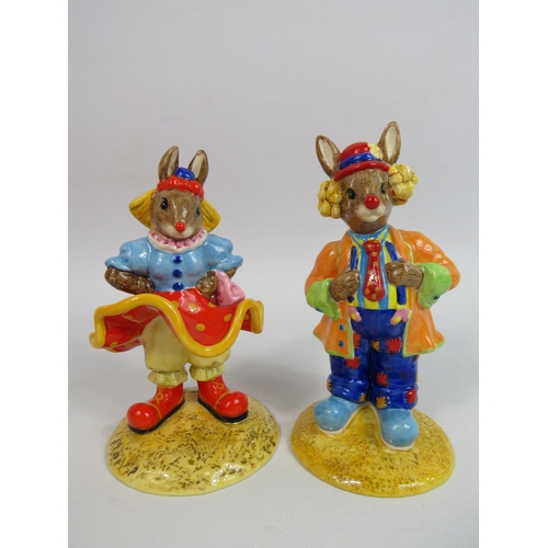 15 - 2 Royal Doulton Bunnykins figurines Clarissa the Clown and Clarence the Clown. 1 has a box