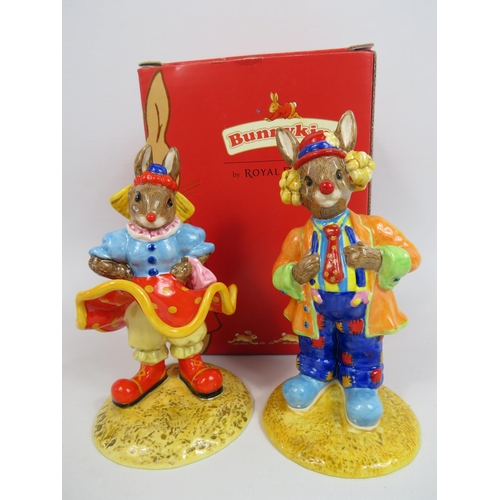 15 - 2 Royal Doulton Bunnykins figurines Clarissa the Clown and Clarence the Clown. 1 has a box