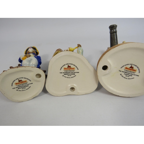 16 - Royal Doulton Bunnykins The ship mates collection 7 figurines with boxes and the Ship base.